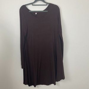 Dress size L color brown v-neck long sleeves